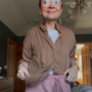 Cloth & Stone Brown Button-Up Shirt - Casual Neutral Top